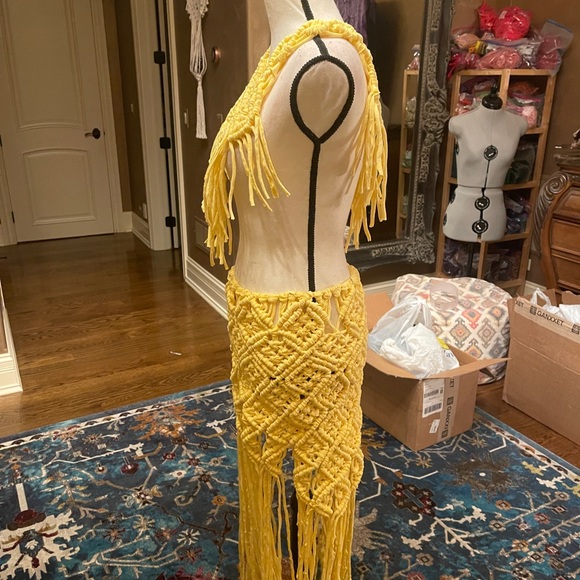 Handmade Macrame Skirt Poncho Set - Picture 10 of 11